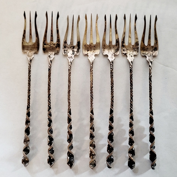 VTG Sterling Handmade Spiral Handle Forks Set - Picture 1 of 5